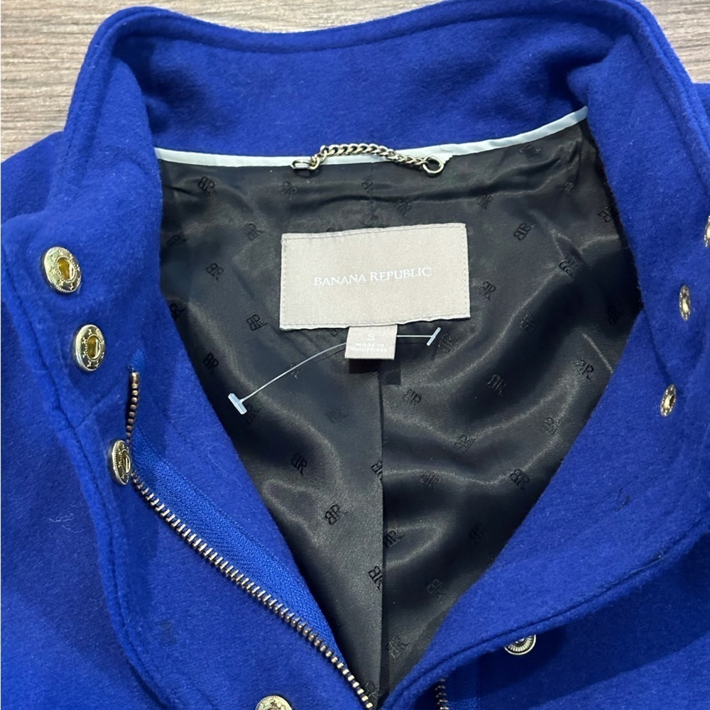 NWOT Banana Republic Cobalt Blue Wool Structured Walking City Coat Size Small - Picture 5 of 12